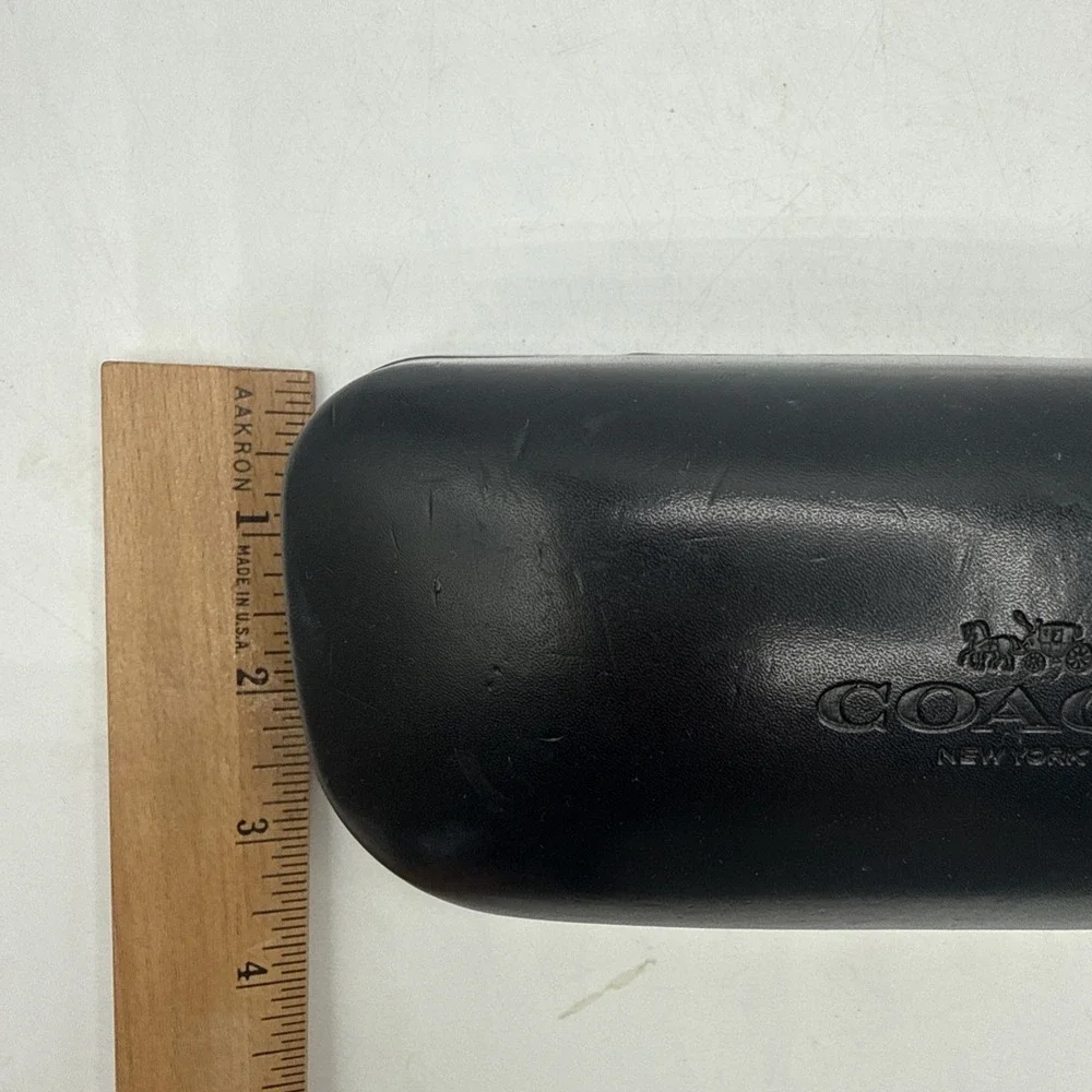 COACH EYEWEAR Large Black Faux Leather Hard Clamshell Wrap-Around Sunglass Case